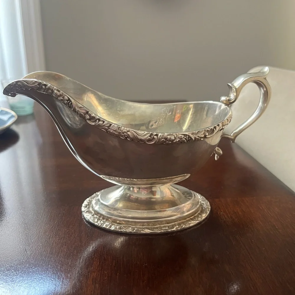 Elegant E.P. Sheffield Reproduction Silverplated over Copper Gravy/ Sauce Boat